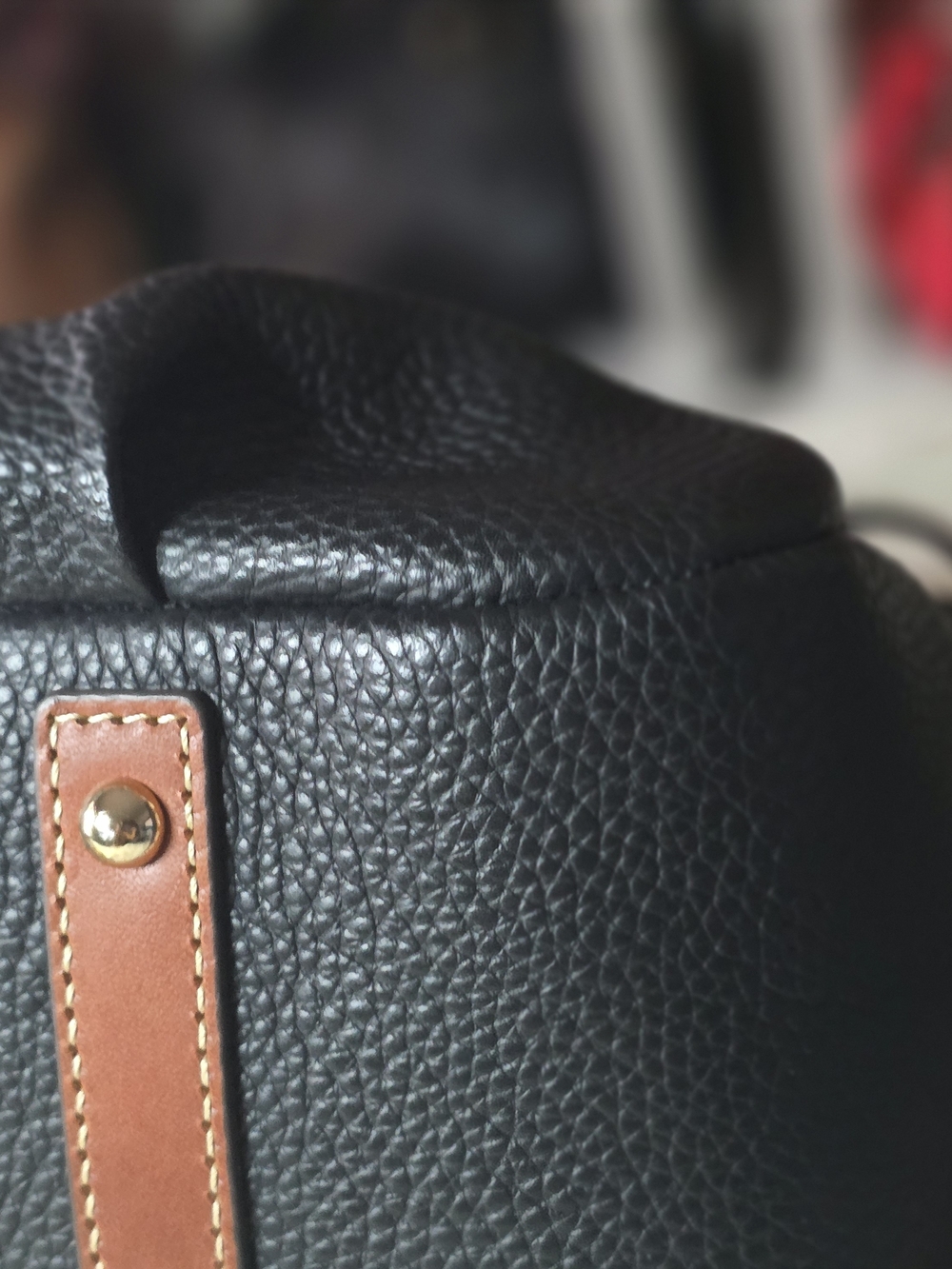 Dooney & Bourke Black Pebbled Leather Satchel with Brown Trim - Picture 5 of 7